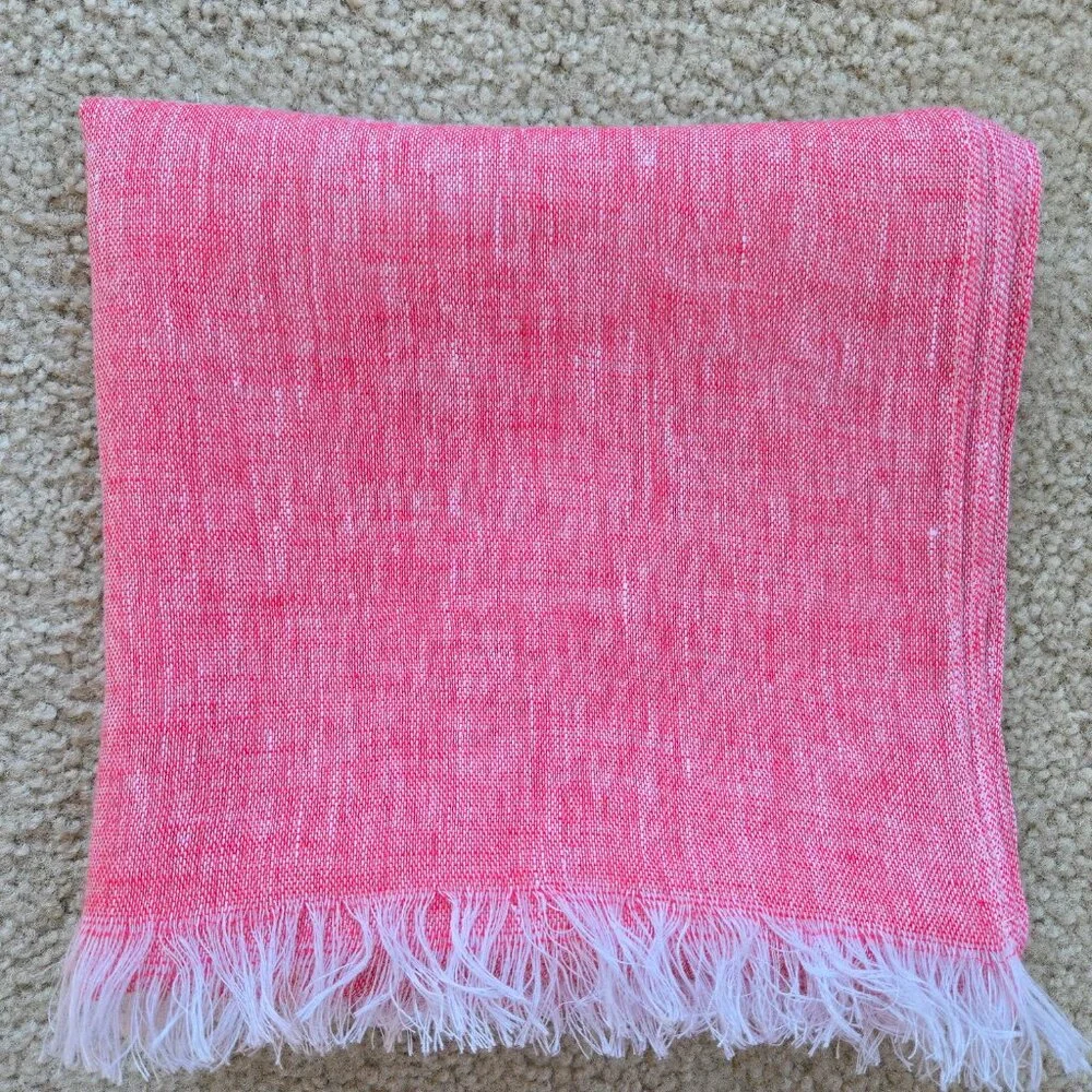 NWOT Puro Lino Italian Linen Scarf Pink - Picture 7 of 7